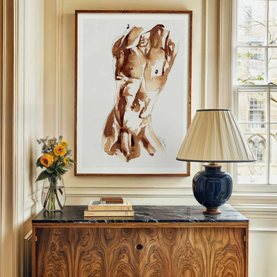 Male Torso Study in Coffee Tones - Art Print Artist Brenden Sanborn