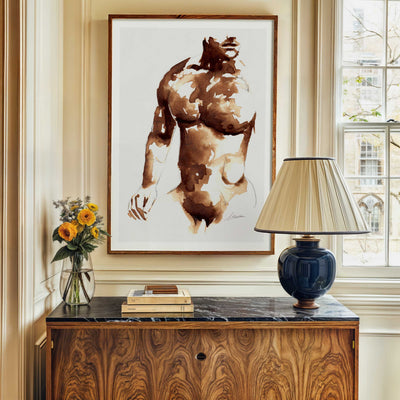 Coffee-Toned Male Torso - Art Print Artist Brenden Sanborn
