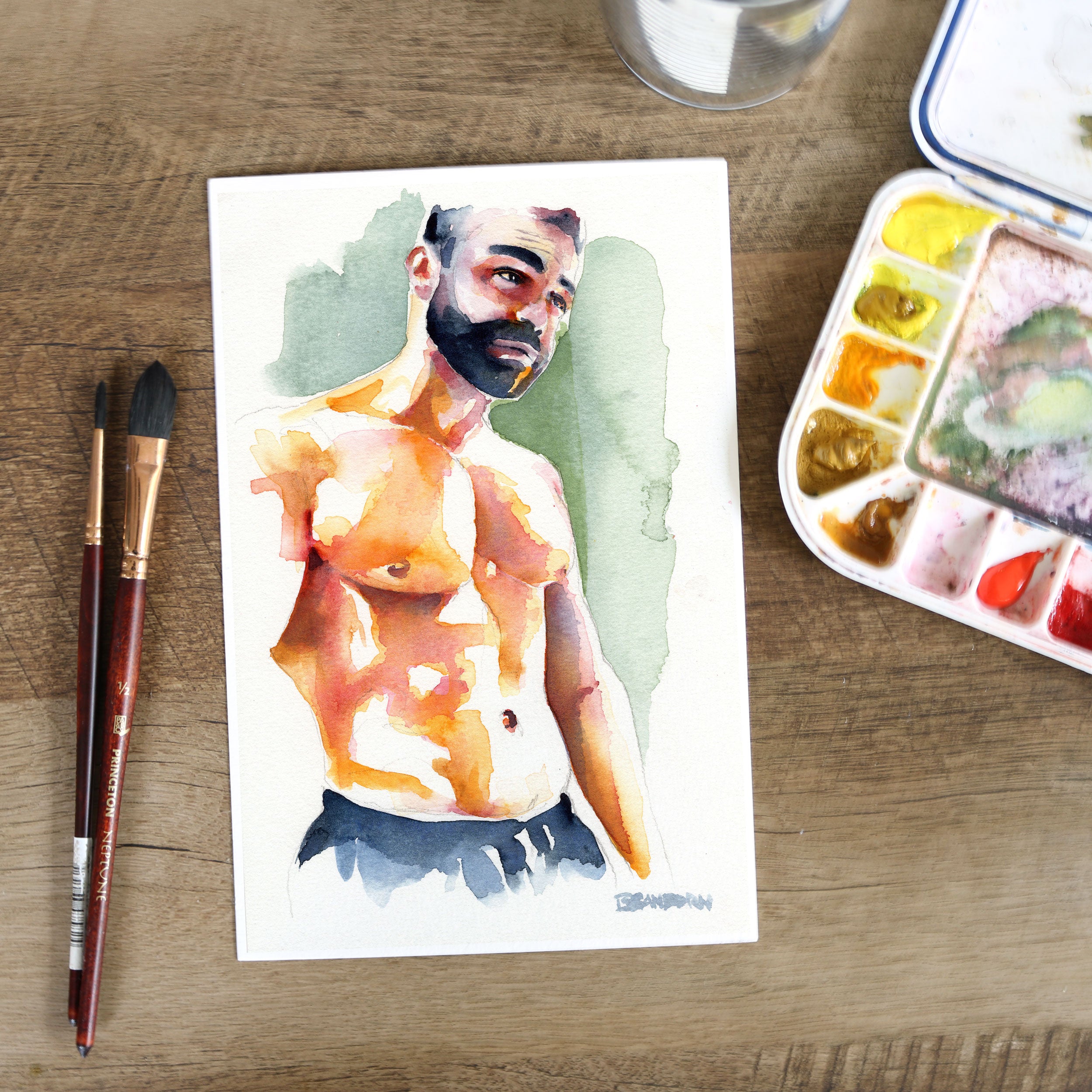 Sunlit Strength - Chiseled Torso in Warm Hues - Original Art