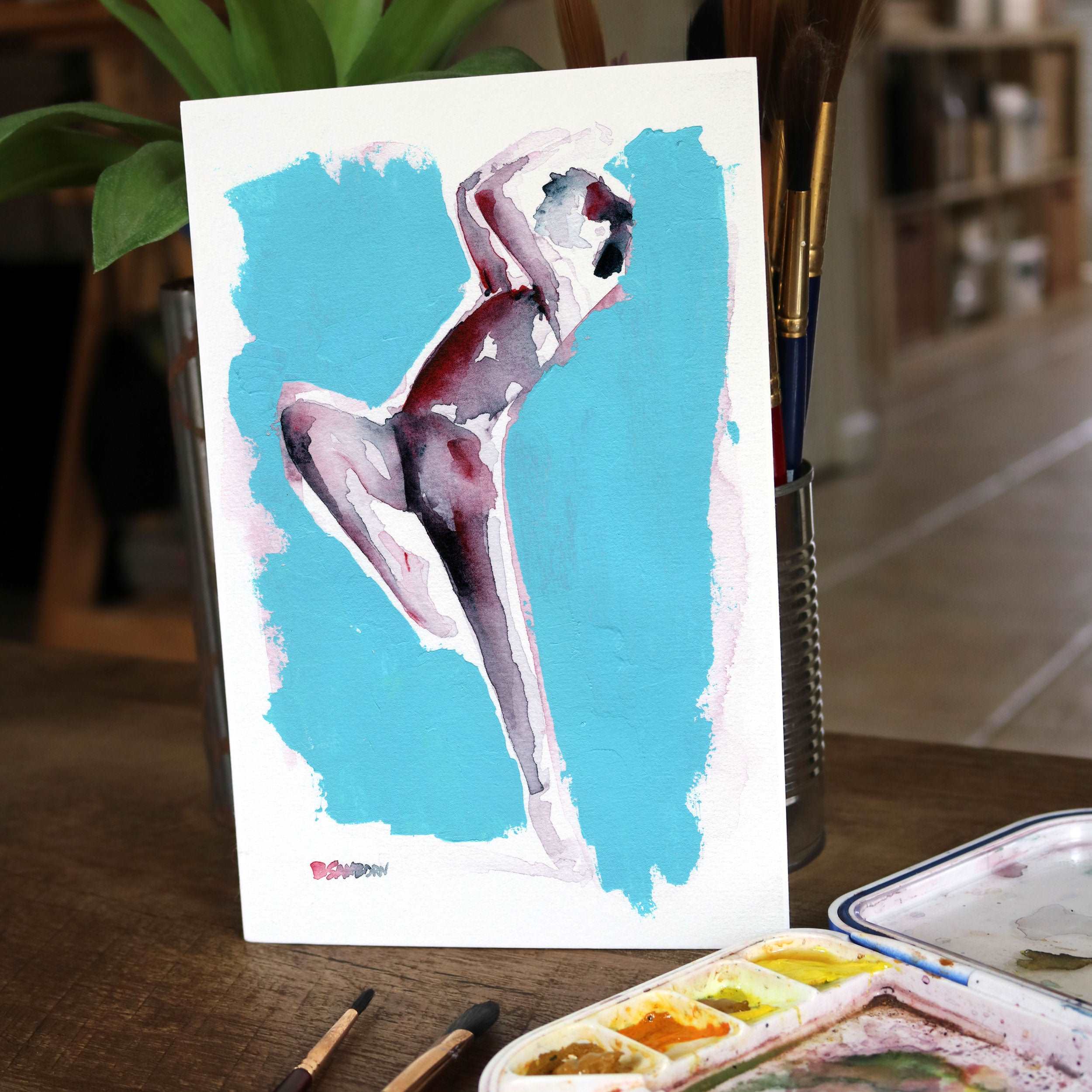 Graceful Motion Abstract Dancer - 6x9" Original Painting