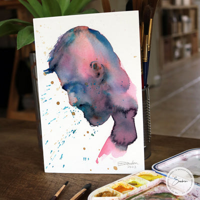 Profile of Bearded Man - 6x9" Original Watercolor Painting Artist Brenden Sanborn