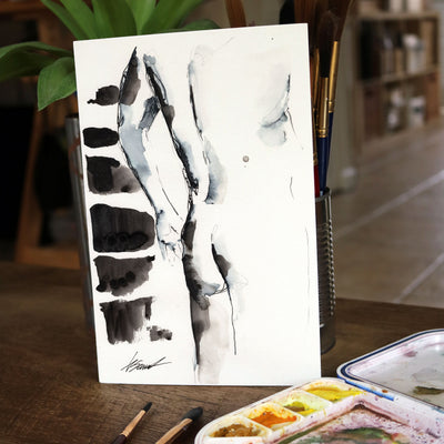 Half Remembered Pose – 6x9" Original Watercolor Artist Brenden Sanborn
