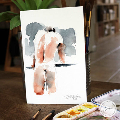Male Figure with Defined Back Muscles - 6x9" Original Painting Artist Brenden Sanborn