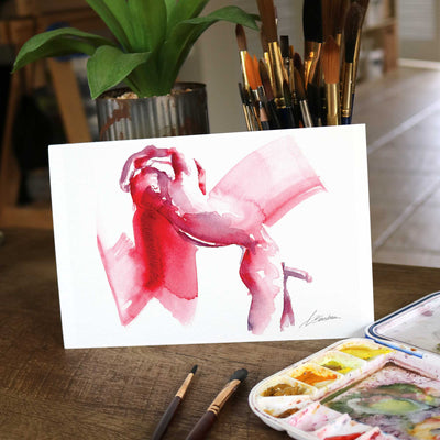 Rosy Embrace Abstract Nude - 6x9" Original Painting Artist Brenden Sanborn