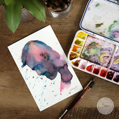 Profile of Bearded Man - 6x9" Original Watercolor Painting Artist Brenden Sanborn
