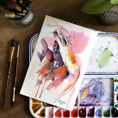 In His Own Rhythm – 6x9" Original Watercolor Artist Brenden Sanborn