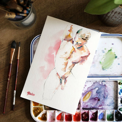 Petal Reach – 6x9" Original Watercolor Artist Brenden Sanborn