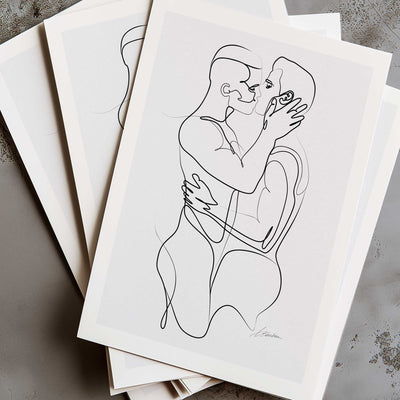 Male Lovers in One Line – Art Print Artist Brenden Sanborn