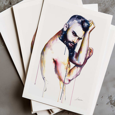 Bearded Male Figure in a Defiant Twist of Form - Art Print Artist Brenden Sanborn