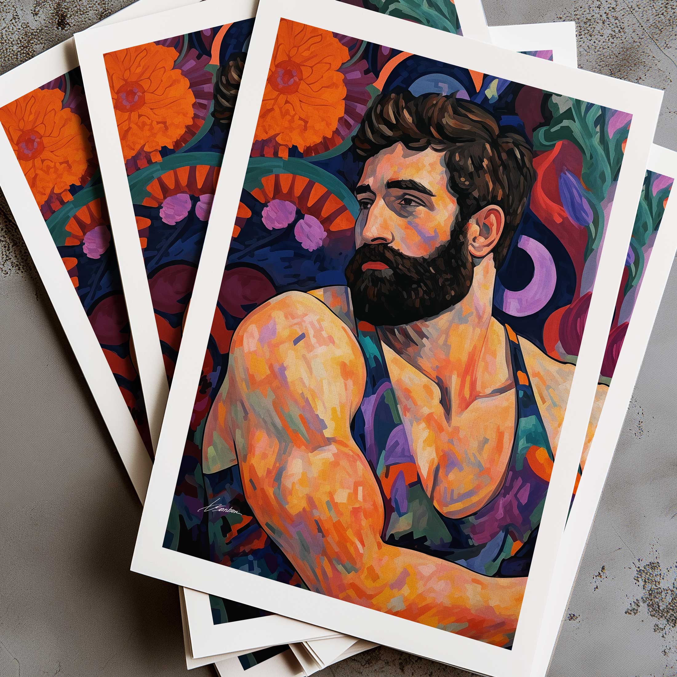 Bearded Gaze in Bloom – Art Print