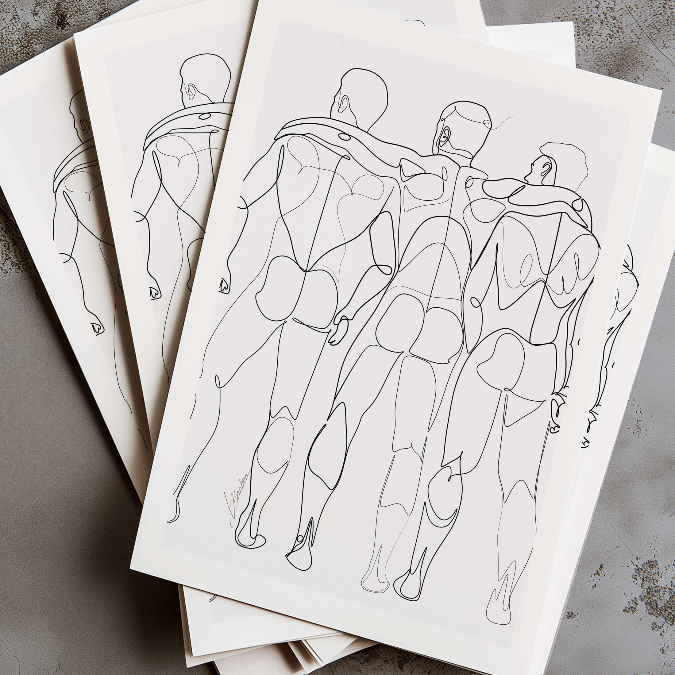 Together in Line Three Men Showing Booty – Art Print