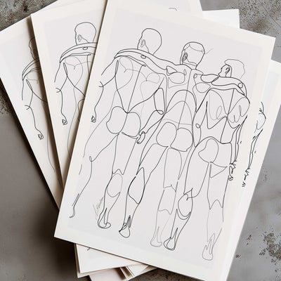 Together in Line Three Men Showing Booty – Art Print Artist Brenden Sanborn