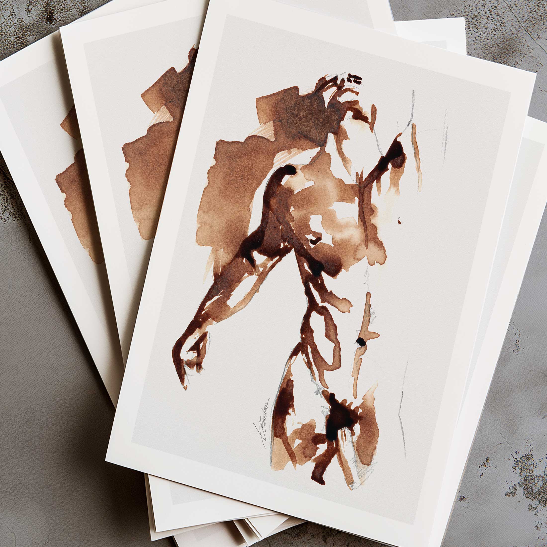 Coffee Nude in Motion - Art Print