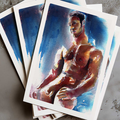 Muscular Male Nude Leaning Against a Wall - Art Print Artist Brenden Sanborn