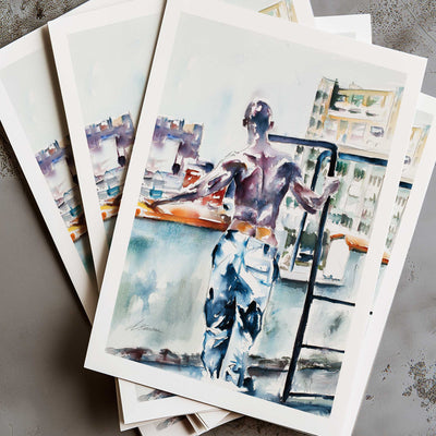 Back Muscles City View and a Hint of Booty – Art Print Artist Brenden Sanborn