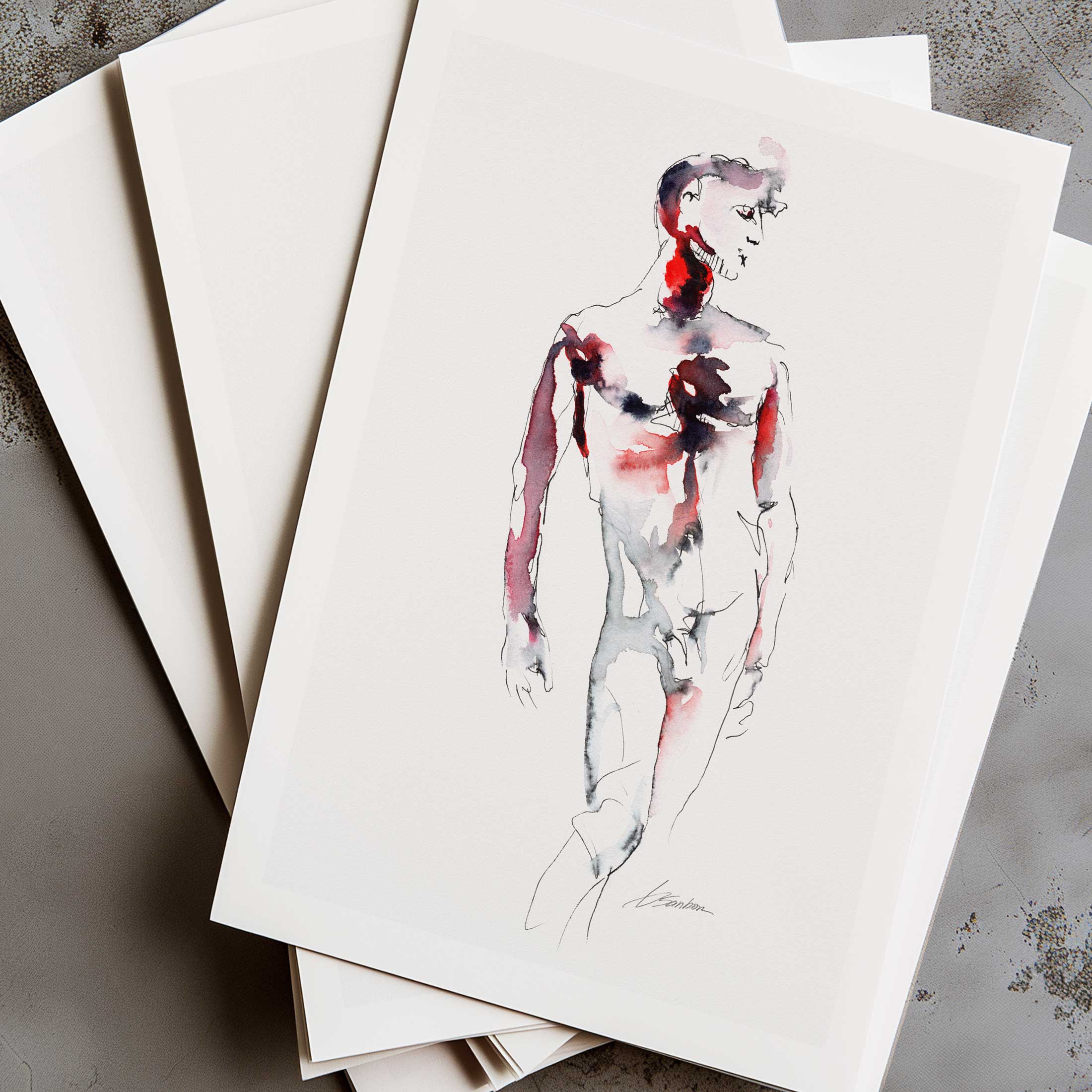 Male Figure in Effortless Motion - Art Print