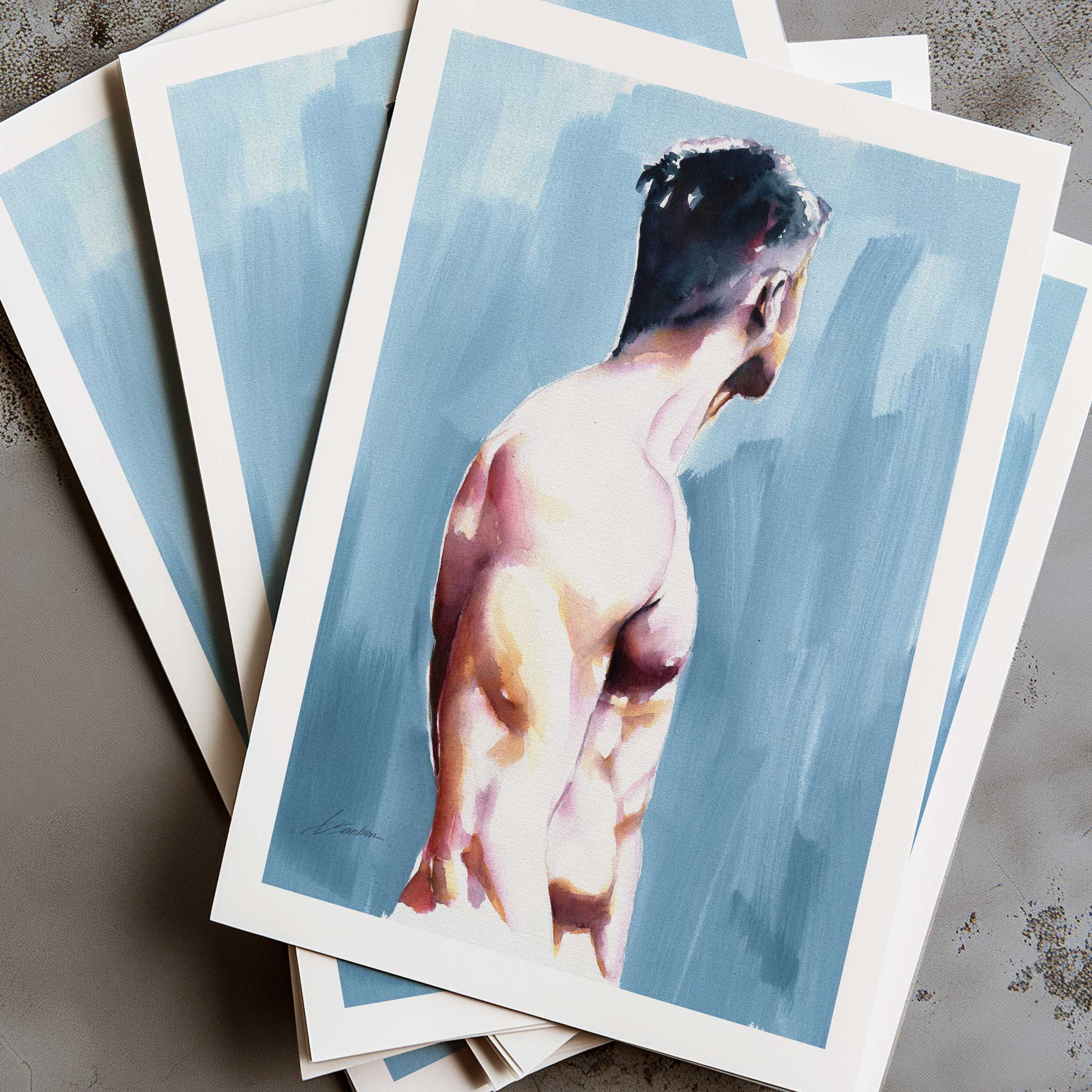 Male Figure in Quiet Reflection Turned Away - Art Print