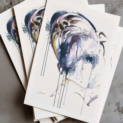 Man in Shower: Washing Neck with a Glimpse of Sensual Lust - Art Print Artist Brenden Sanborn