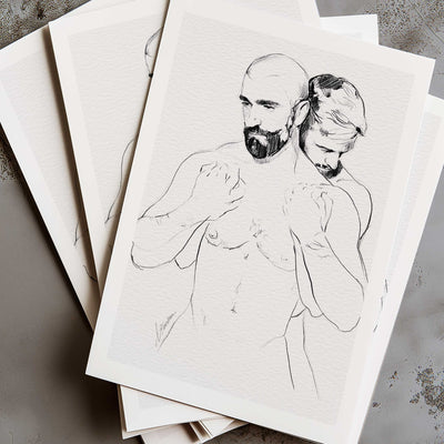Held Close Two Men in an Intimate Embrace – Art Print Artist Brenden Sanborn