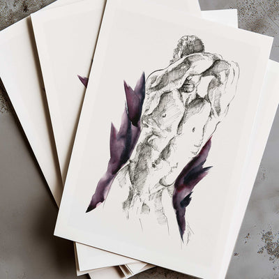 Defined Back Male Figure with Hands Behind Head - Art Print Artist Brenden Sanborn