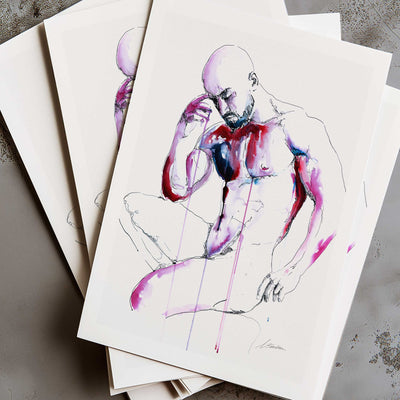 Bare Reflection Muscles Tensed in Silent Thought - Art Print Artist Brenden Sanborn