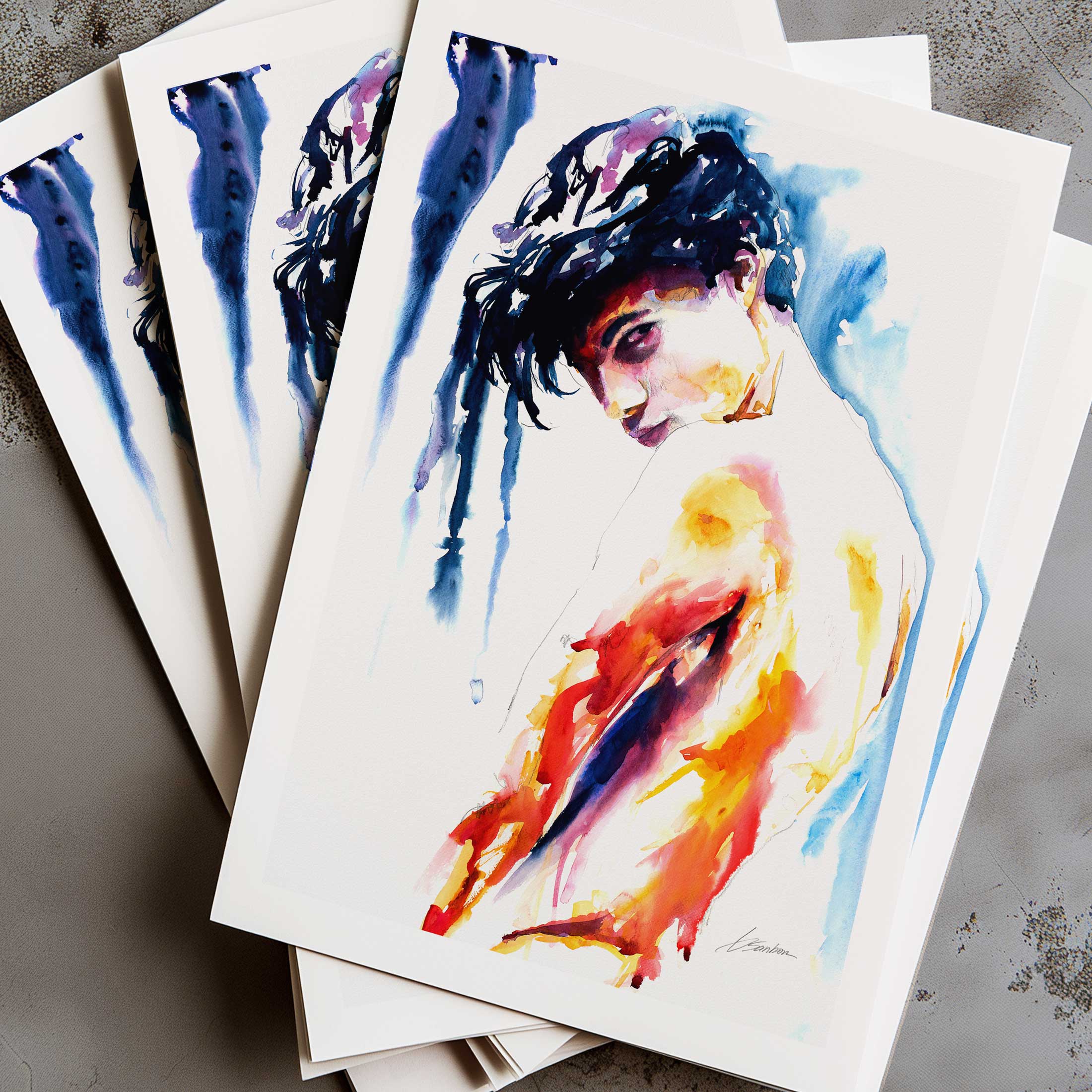 Soft Glance Bare Shoulders Bathed in Light - Art Print