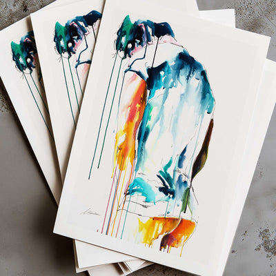 Back View of Male Figure Draped in Cloth with Bowed Head - Art Print Artist Brenden Sanborn