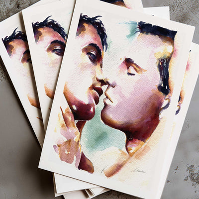 Tender Moment Between Lovers as They Lean in Close - Art Print Artist Brenden Sanborn