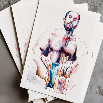 Bearded Strength Relaxed Body Hairy Chest and Quiet Power - Art Print Artist Brenden Sanborn