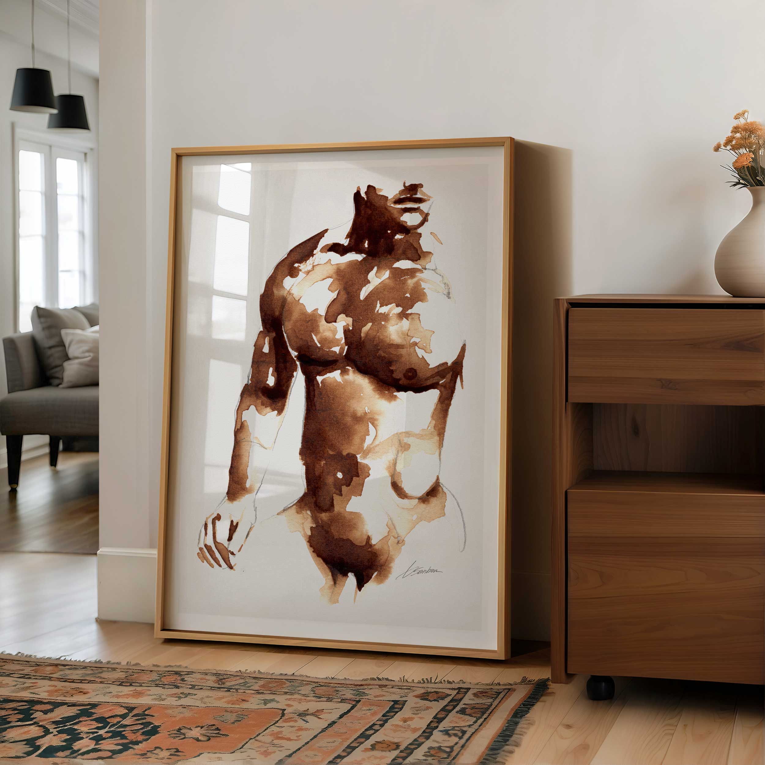 Coffee-Toned Male Torso - Art Print