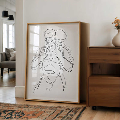 Holding Close Two Men in a One-Line Embrace – Art Print Artist Brenden Sanborn