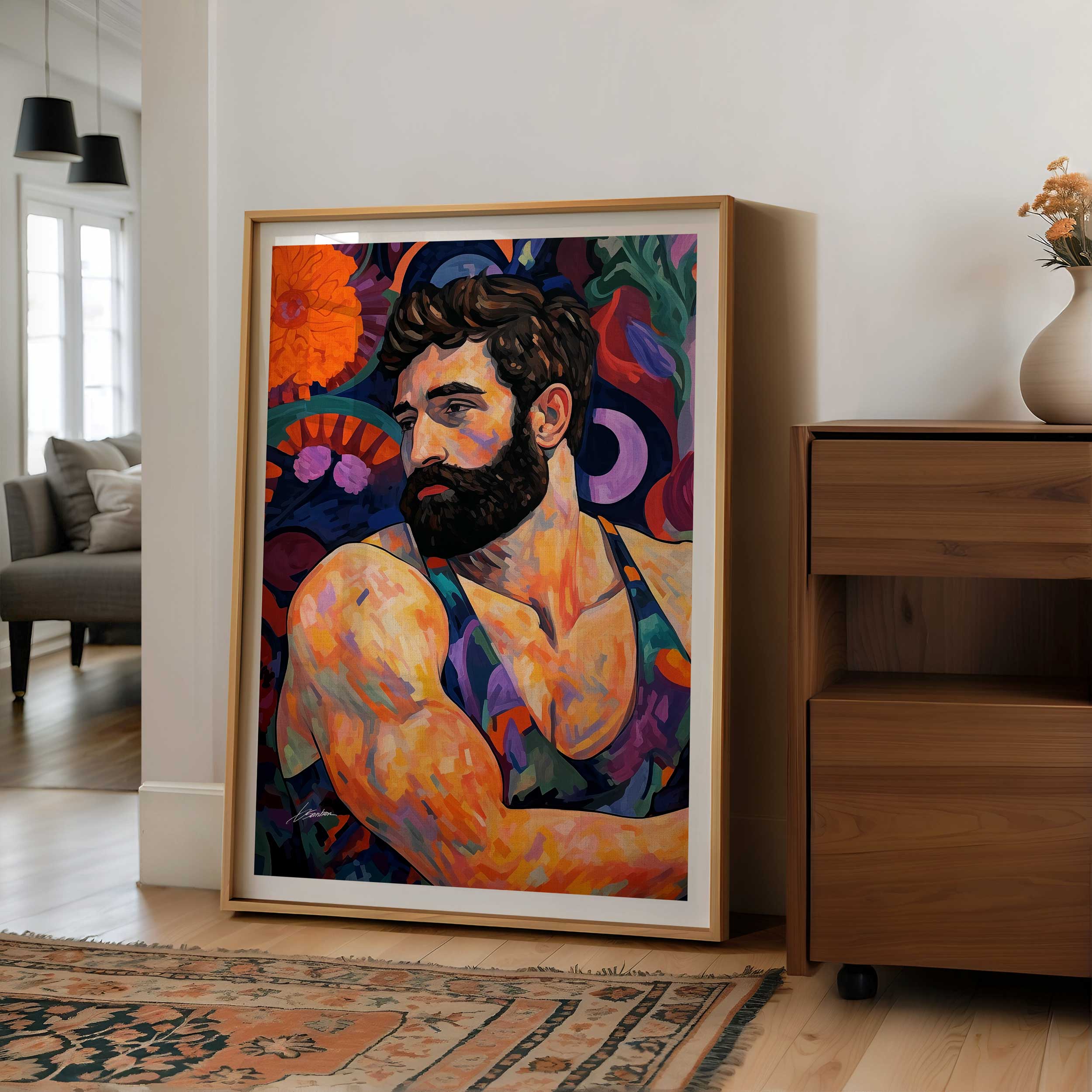 Bearded Gaze in Bloom – Art Print