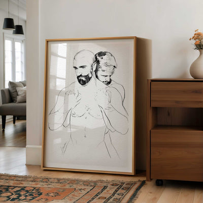 Held Close Two Men in an Intimate Embrace – Art Print Artist Brenden Sanborn