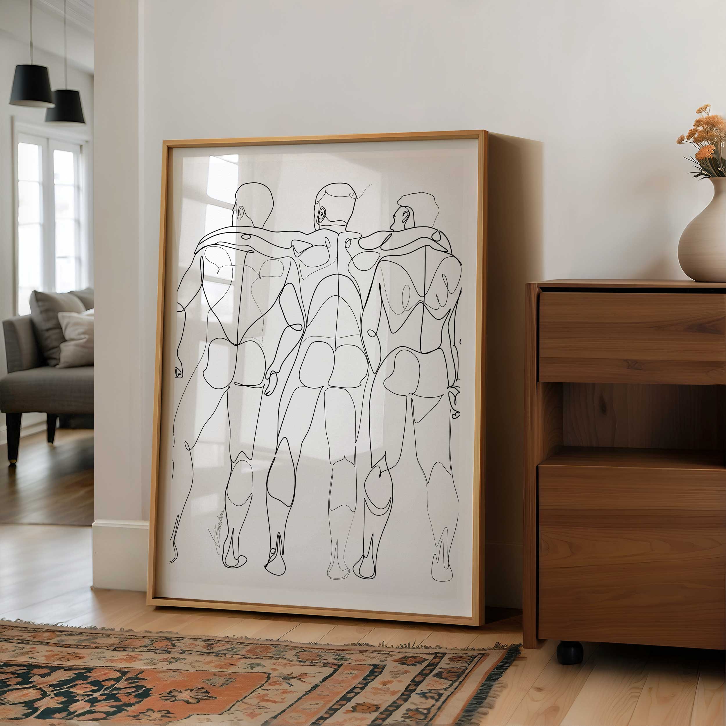 Together in Line Three Men Showing Booty – Art Print