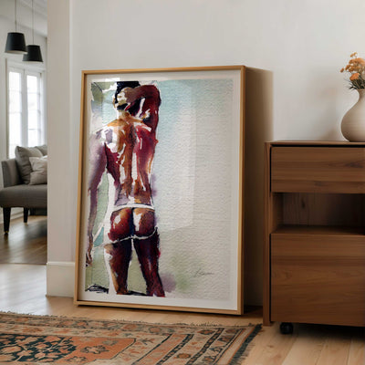 Standing the Morning Light in His Jockstrap - Art Print Artist Brenden Sanborn