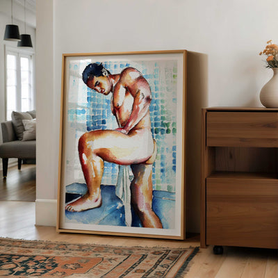 Blue Tile Pose and a Confident Booty Lean – Art Print Artist Brenden Sanborn