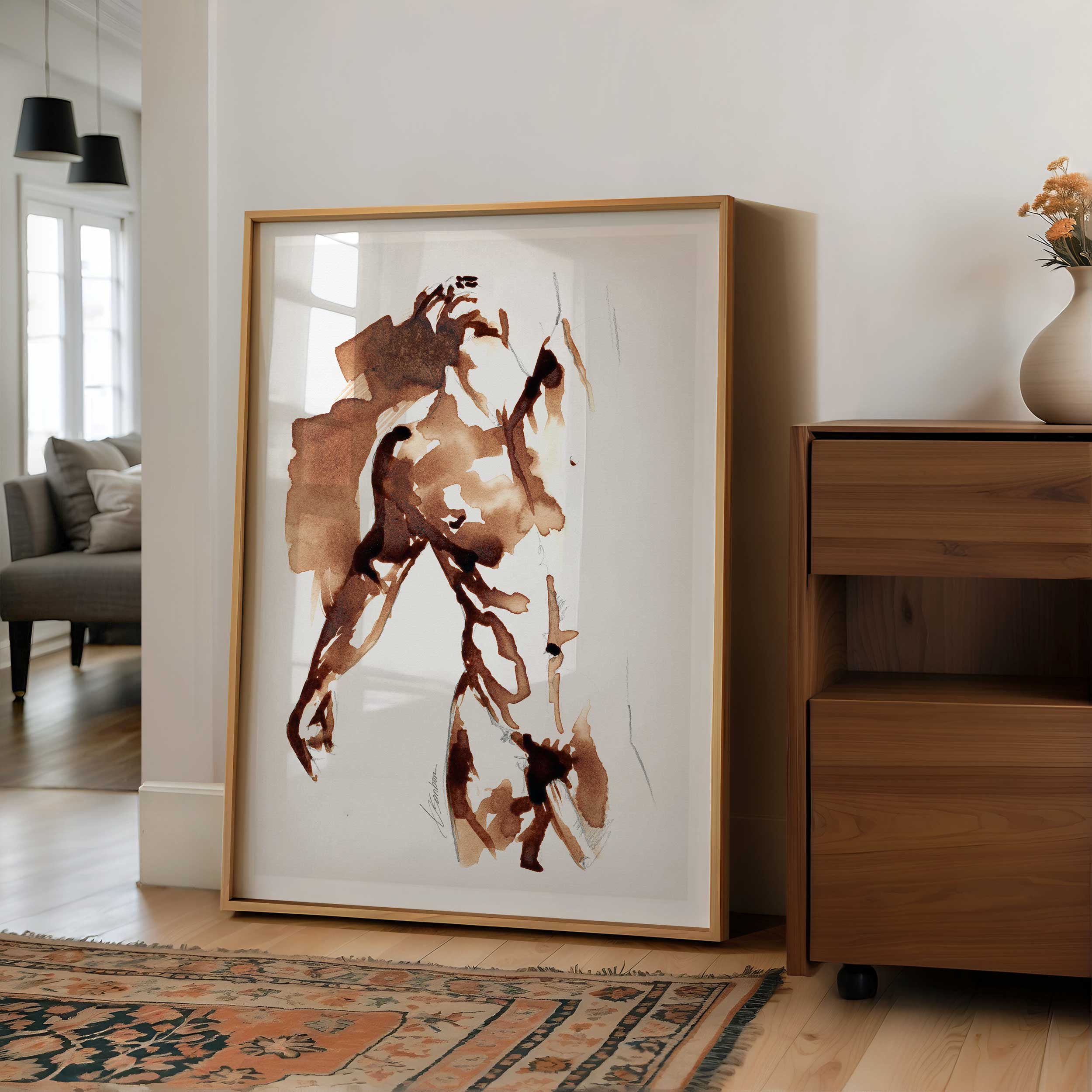 Coffee Nude in Motion - Art Print