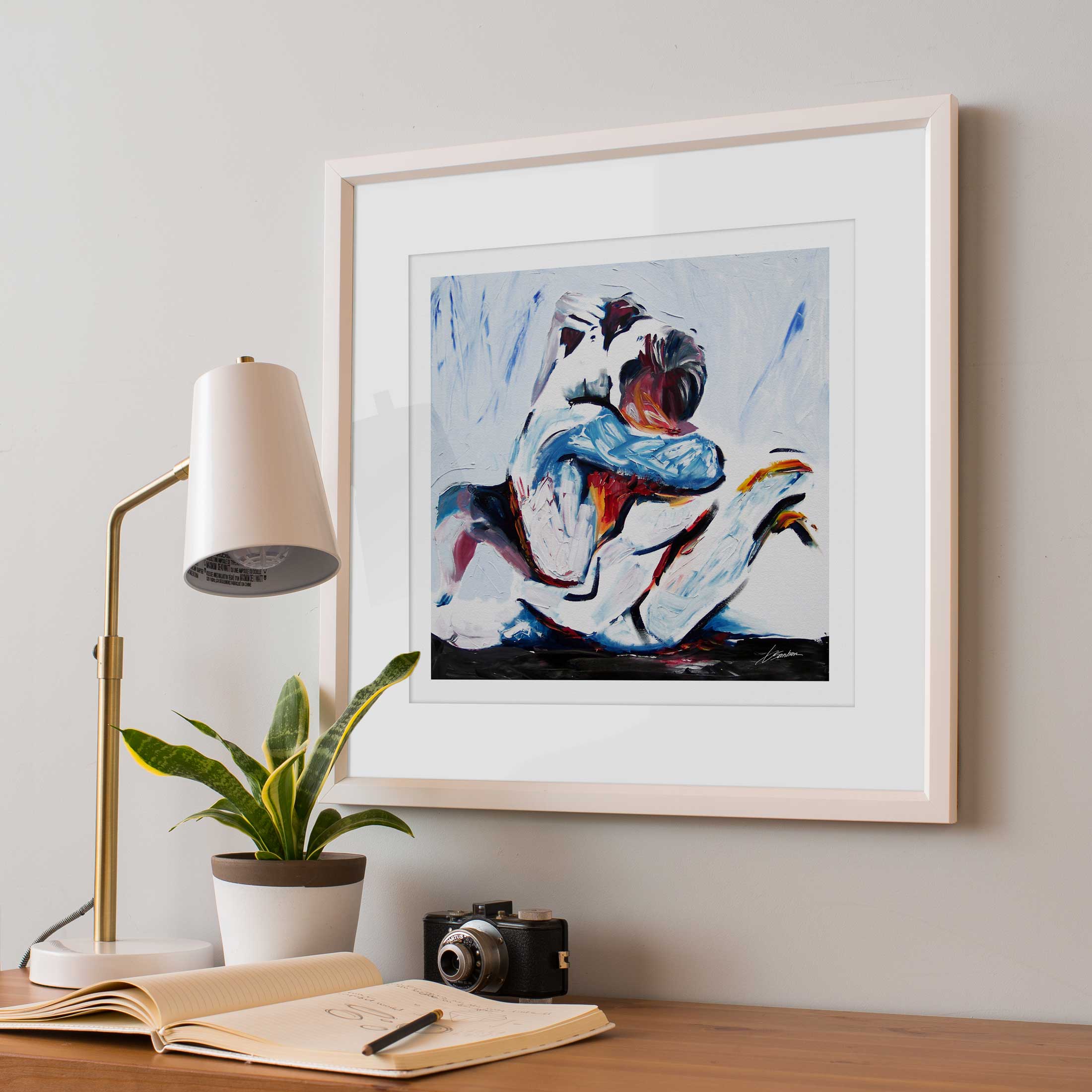 Two Men in Love Tightly Embraced - Giclee Art Print