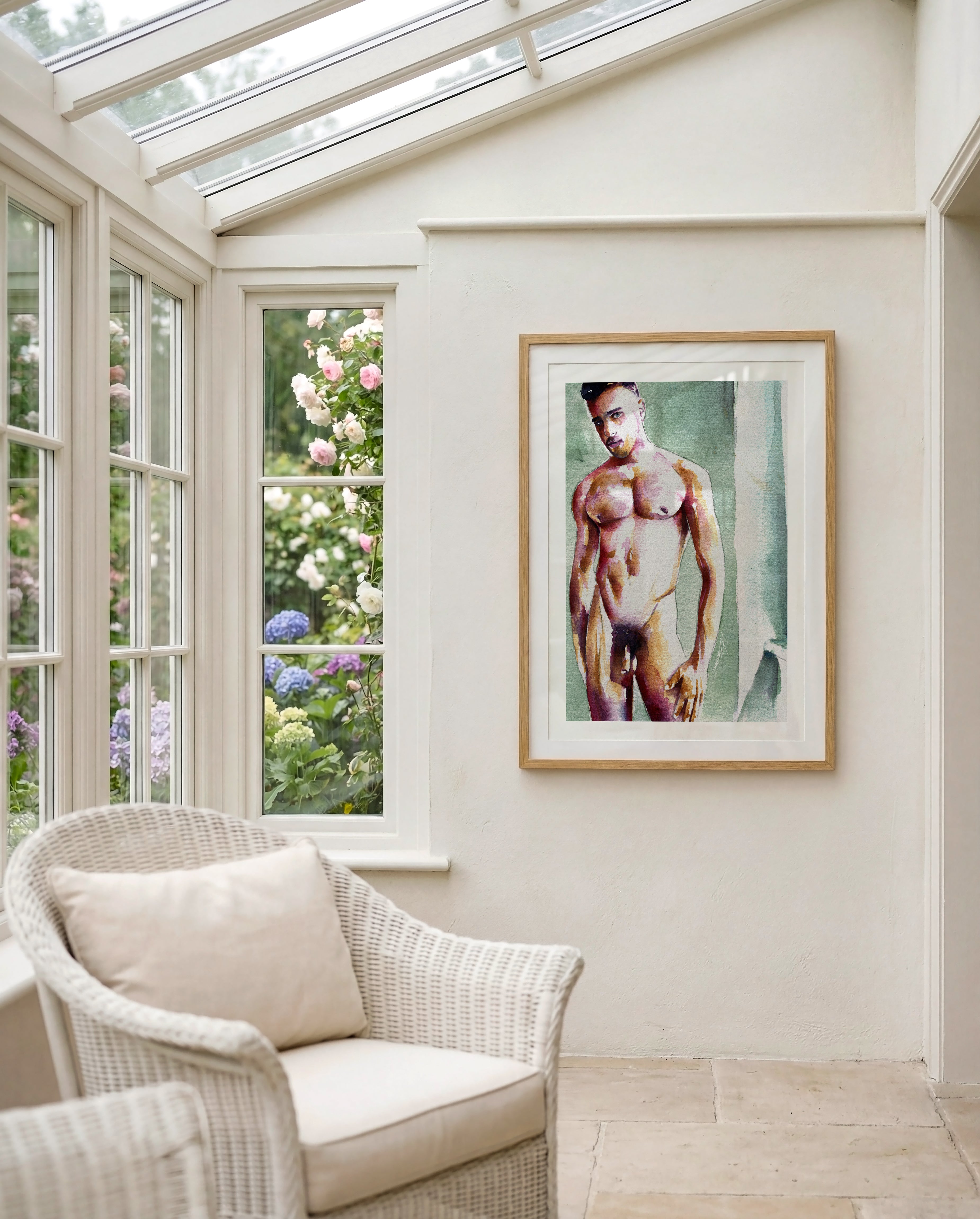 Standing Nude Male with Soft Expression - Art Print