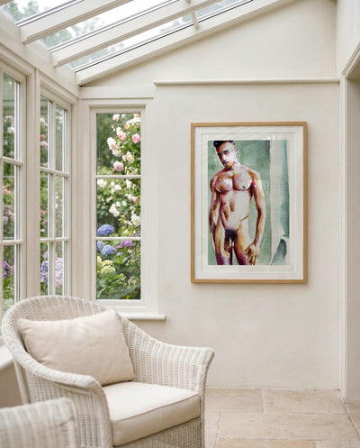 Standing Nude Male with Soft Expression - Art Print