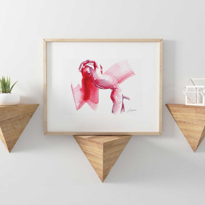 Rosy Embrace Abstract Nude - 6x9" Original Painting Artist Brenden Sanborn