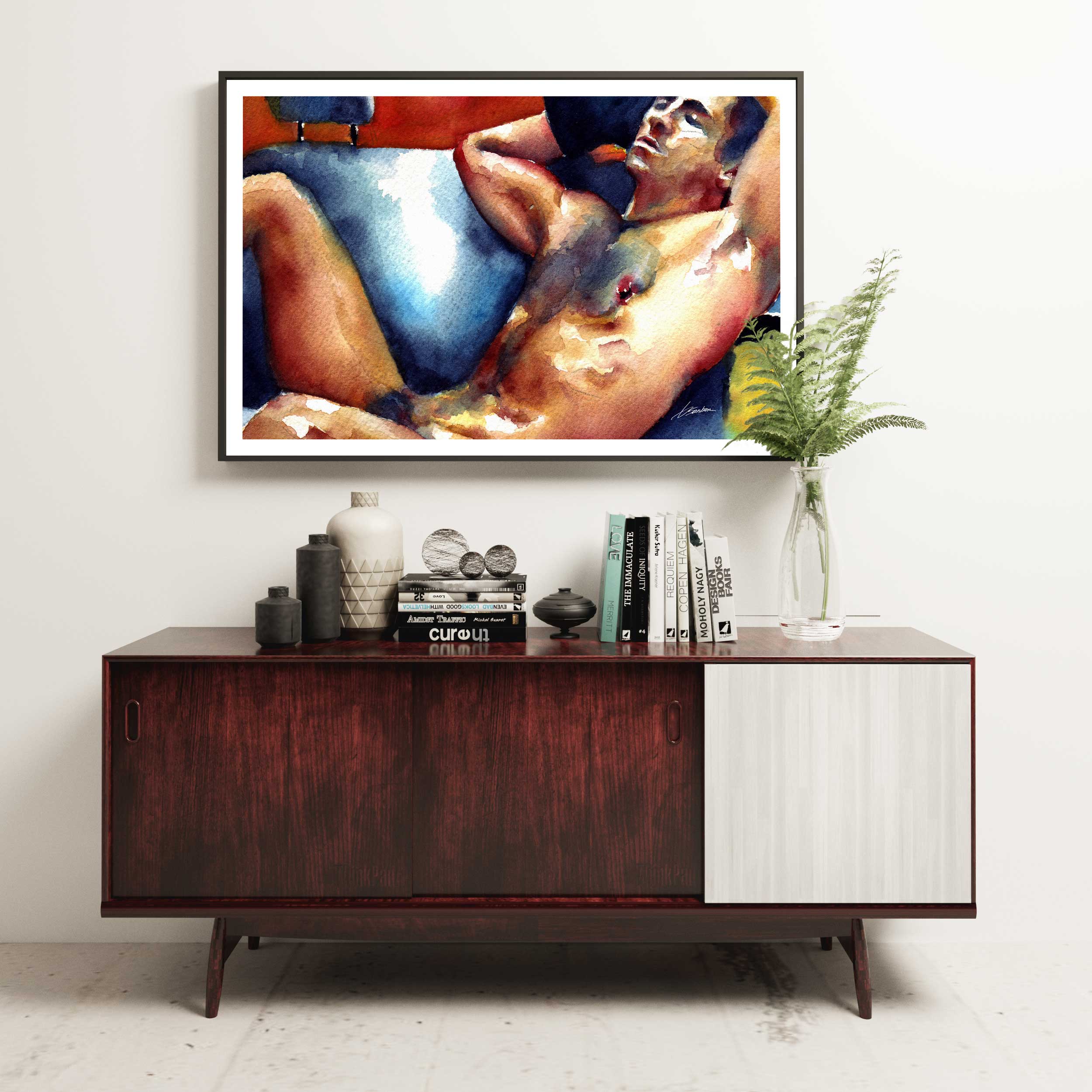 Reclined Male in Quiet Surrender - Art Print