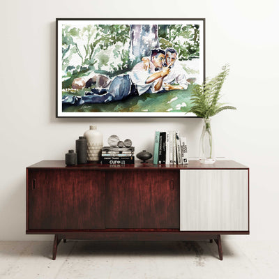 Sharing a Secret in the Shade - Art Print Artist Brenden Sanborn