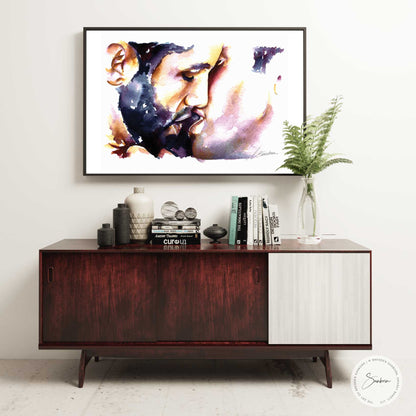 He Said it All With His Kiss - Love Between Two Men - Giclee Art Print
