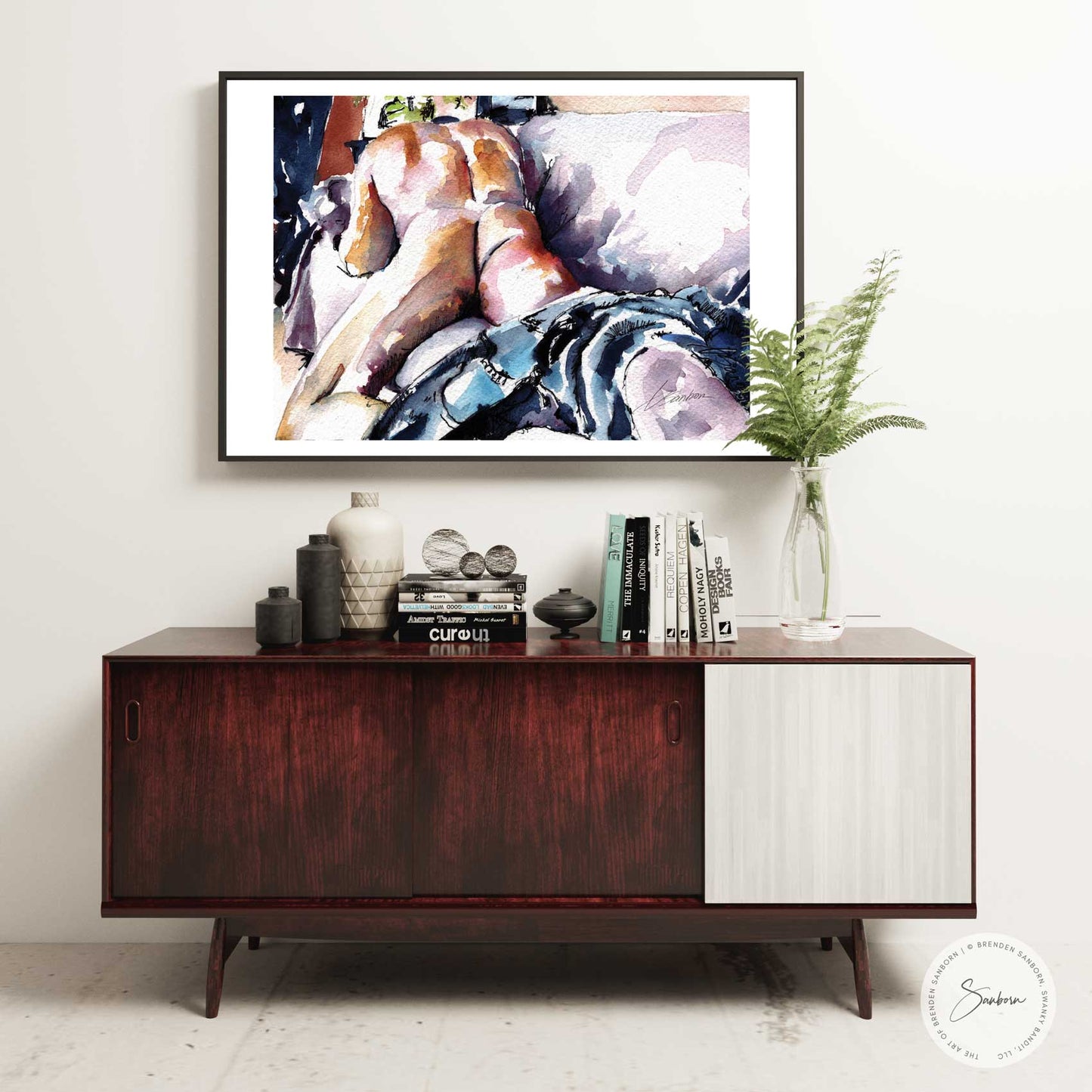 Face Down Muscular Male, Revealing Pose, Couch Setting - Giclee Art Print