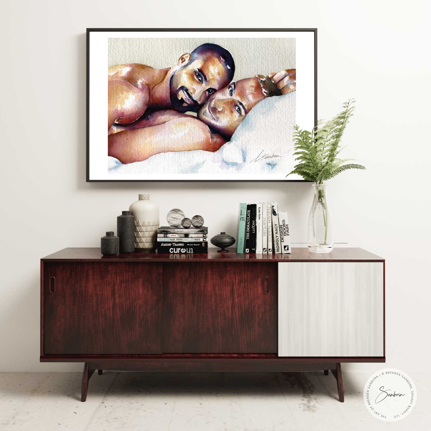 Gay Men Embrace: Sensual Intimacy & Tender Connection - Giclee Art Print