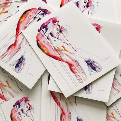 Curved Form Bare Body Arching in Sensual Movement - Art Print Artist Brenden Sanborn