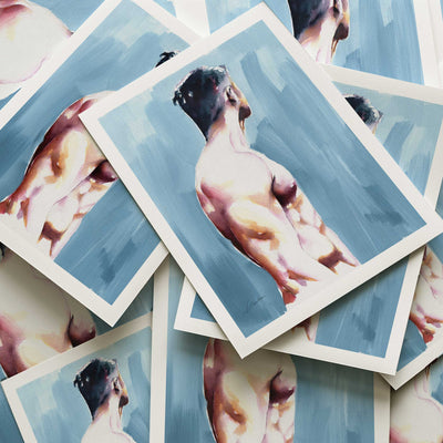 Male Figure in Quiet Reflection Turned Away - Art Print Artist Brenden Sanborn