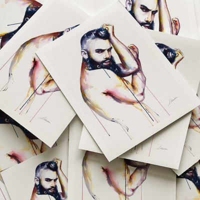 Bearded Male Figure in a Defiant Twist of Form - Art Print Artist Brenden Sanborn