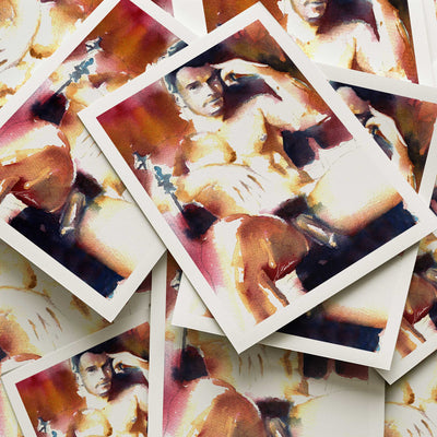 Seated Male Nude in Thoughtful Pose with Hookah Nearby - Art Print Artist Brenden Sanborn